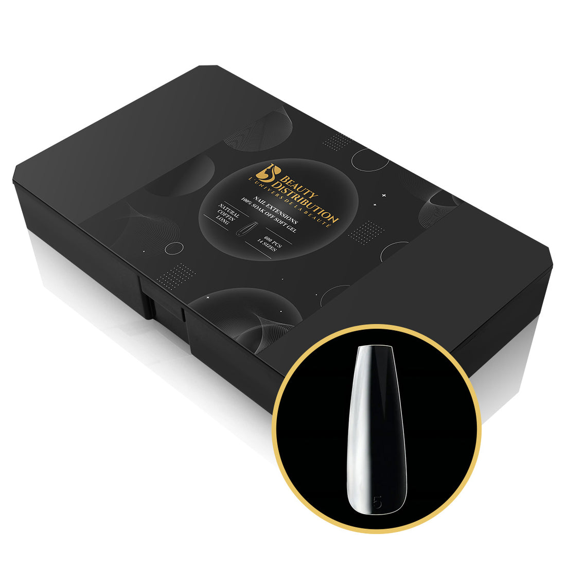 Capsules Prémium Ongles Gel Coffin Long Courbure Prononcée - Kit Pro 600 pcs