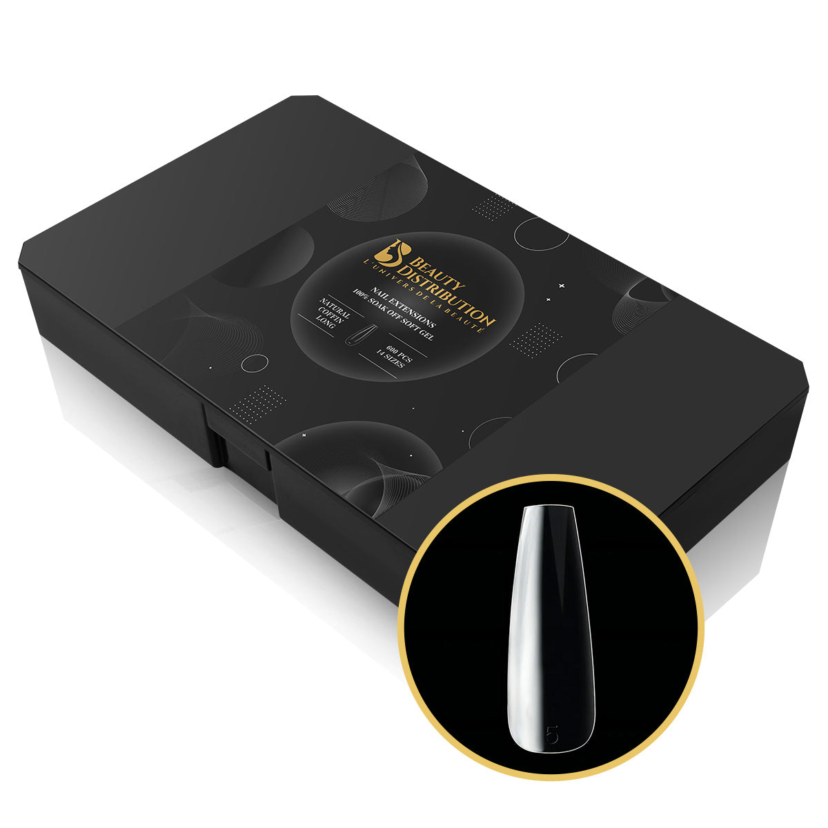 Capsules Prémium Ongles Gel Coffin Long Courbure Prononcée - Kit Pro 600 pcs 