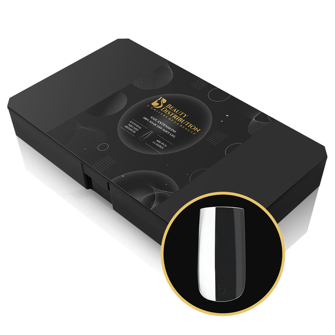 Capsules Prémium Ongles Gel Carrées Medium Courbure Prononcée - Kit Pro 600 pcs