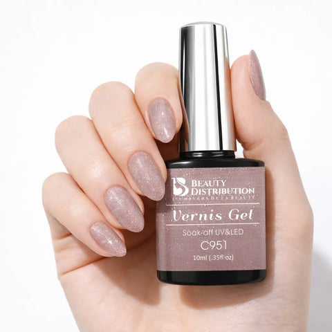 Vernis Semi-Permanent UV/LED C951 Nude Étincelant – Beauty Distribution Beauty Distribution