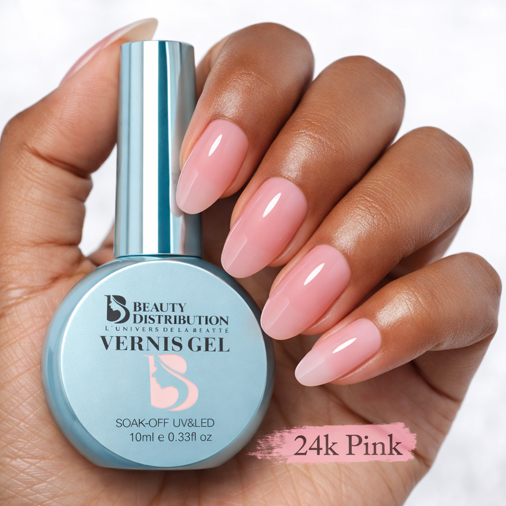Vernis Gel UV LED 24k Pink 10 ml – Rose Nude Opaque &amp; Élégant