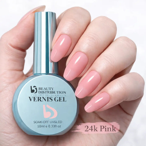 Vernis Gel UV LED 24k Pink 10 ml – Rose Nude Opaque & Élégant Beauty Distribution