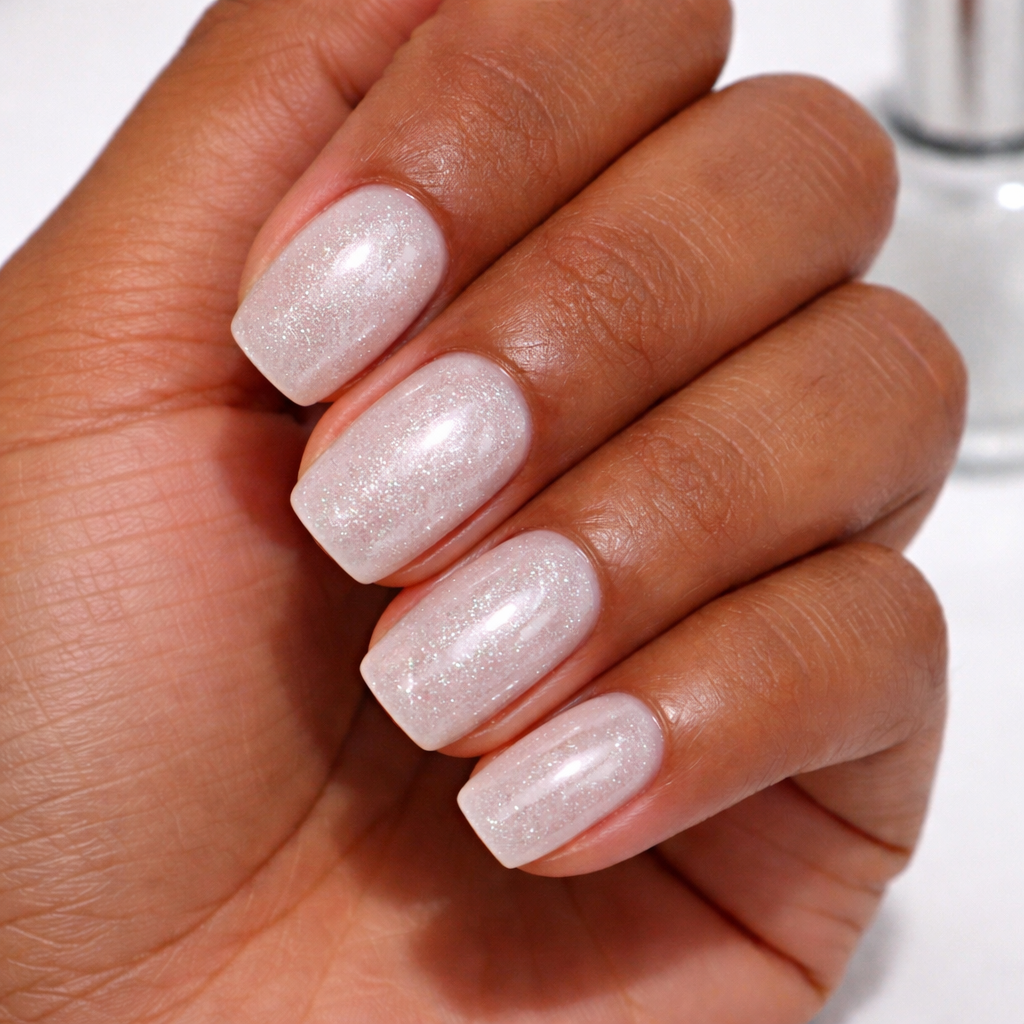 Vernis Semi-Permanent Gel UV/LED - Teinte A206 Blanc Scintillant (10ml)