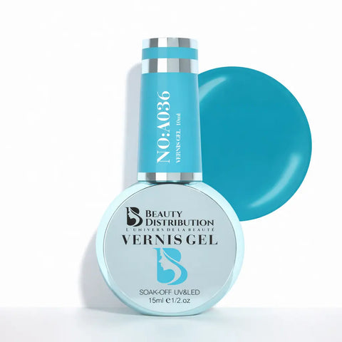 Vernis Semi-Permanent Gel UV LED 10ml – Teinte A036 Bleu Canard / Turquoise Profond - Beauty Distribution
