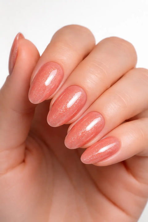 Vernis Semi-Permanent XP1205 – Pêche Corail Scintillant Beauty Distribution