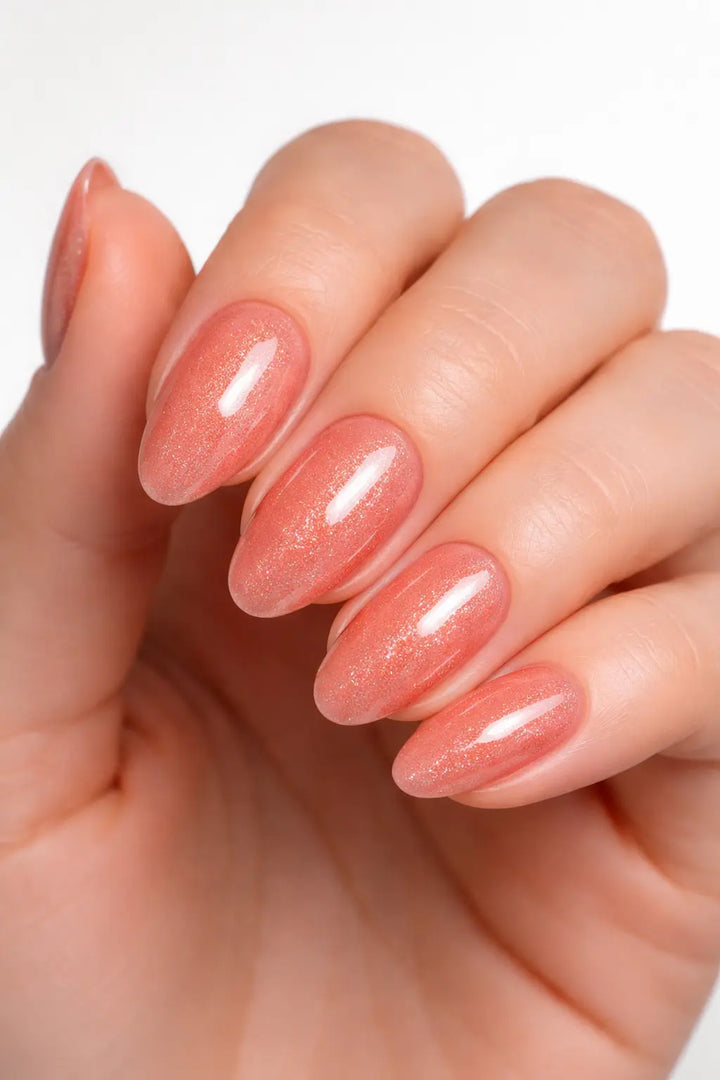 Vernis Semi-Permanent XP1205 – Pêche Corail Scintillant Beauty Distribution
