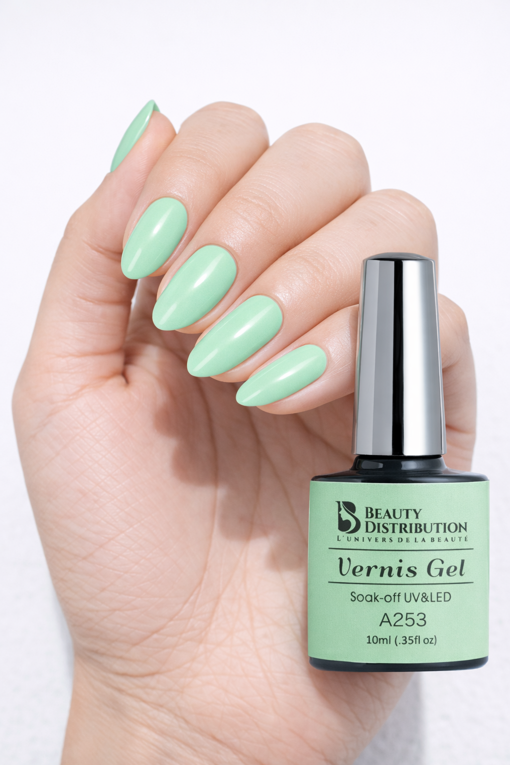 Vernis Semi-Permanent A253 – Vert Menthe Doux &amp; Rafraîchissant