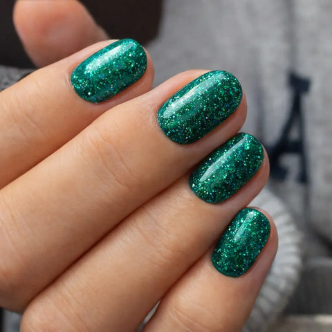 Vernis Semi-Permanent B595 – Turquoise Étincelant & Pailleté - Beauty Distribution