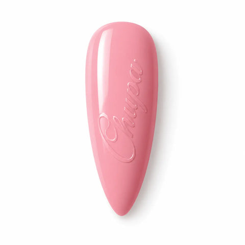 Capsule ongle longue forme amande couleur rose Chupa, finition brillante effet gel, vernis semi-permanent Beauty Distribution sur fond blanc.