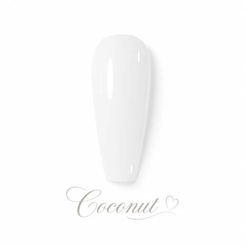 Vernis gel Coconut CD56 Beauty Distribution, teinte blanc laiteux effet glossy, capsule couleur sur fond blanc pour manucure professionnelle UV/LED.
