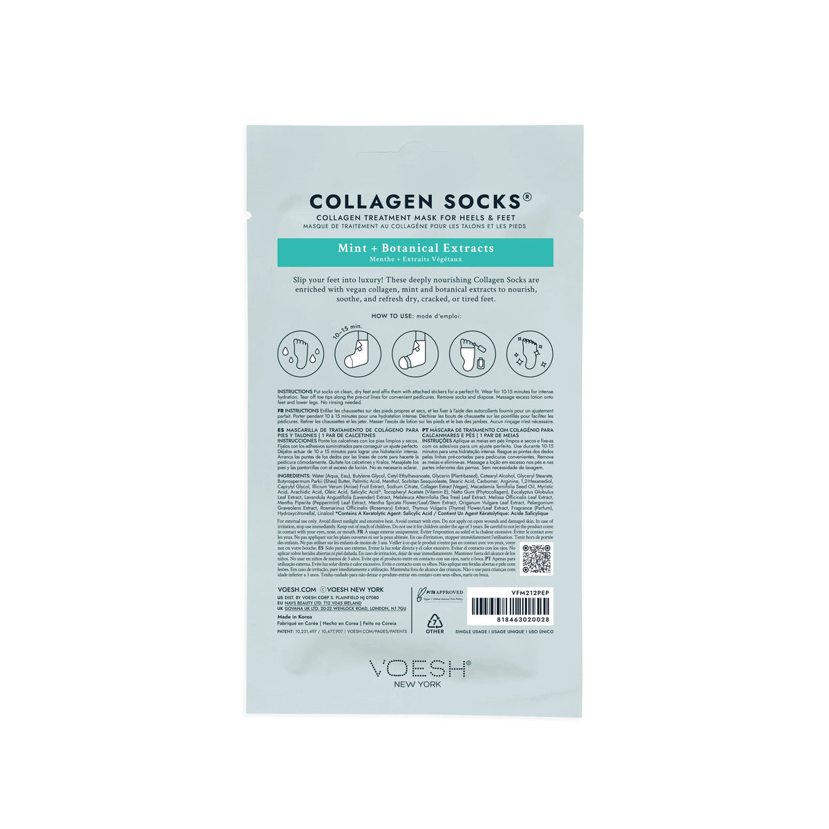 Chaussettes au Collagène Voesh - Mint and Botanical Extract - Beauty Distribution