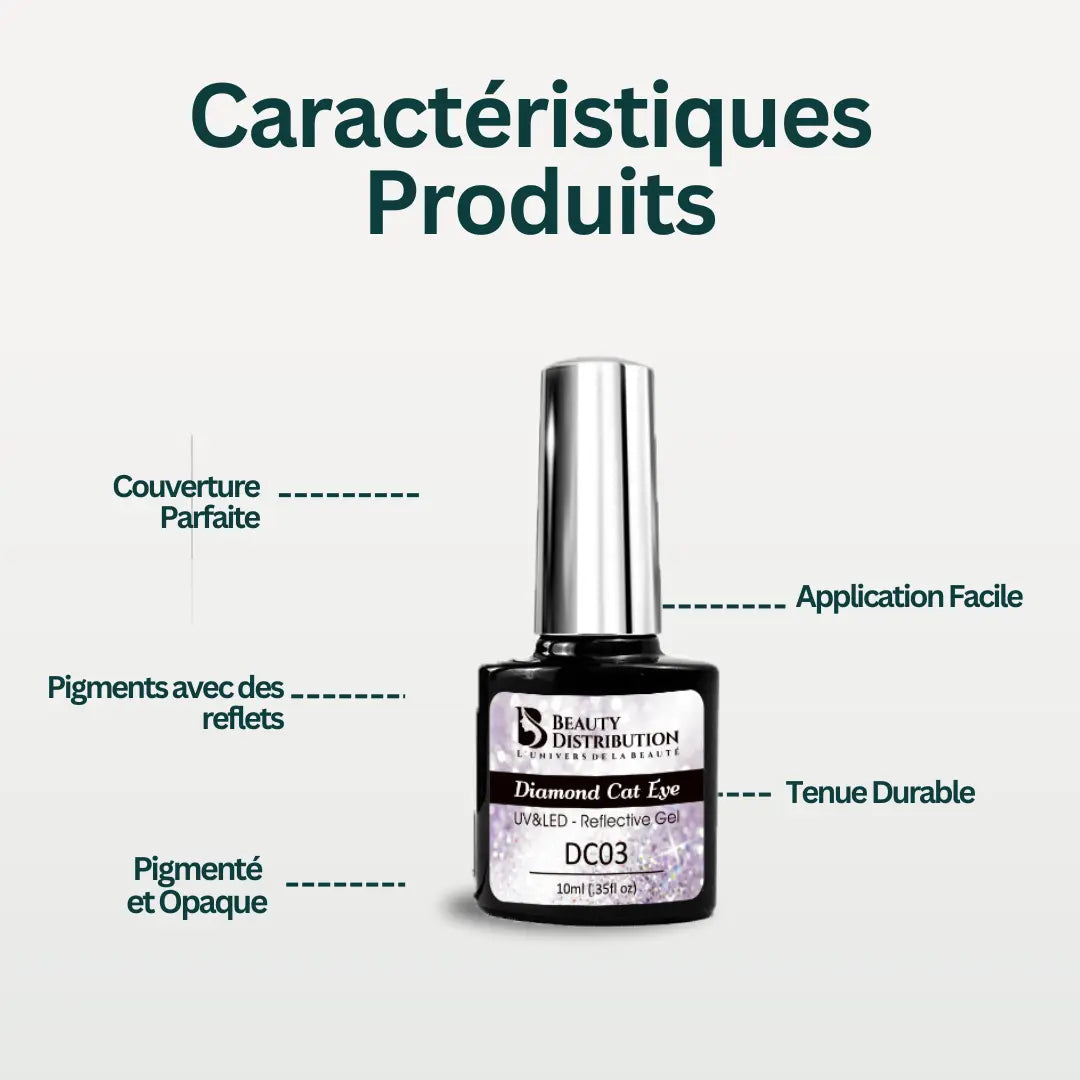 Vernis Semi-Permanent Diamond Cat Eye – DC03 Scintillement Diamant Beauty Distribution