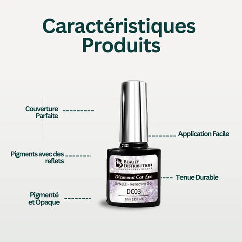 Vernis Semi-Permanent Diamond Cat Eye – DC03 Scintillement Diamant Beauty Distribution