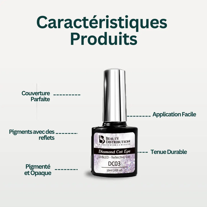 Vernis Semi-Permanent Diamond Cat Eye – DC03 Scintillement Diamant Beauty Distribution