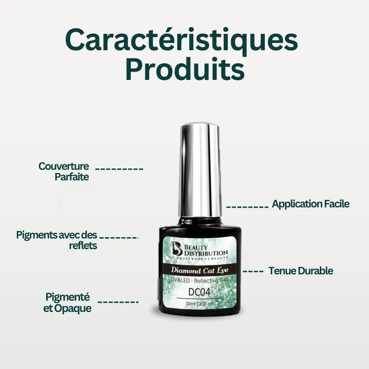 Vernis Semi-Permanent Diamond Cat Eye – DC04 Émeraude Boréale Beauty Distribution
