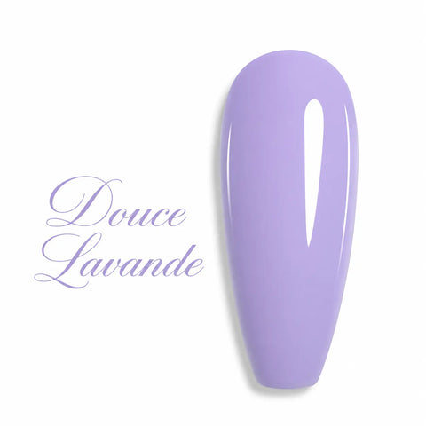Nuancier de vernis semi-permanent professionnel couleur violet lilas douce lavande pastel brillant pour prothésiste ongulaire, marque Beauty Distribution.