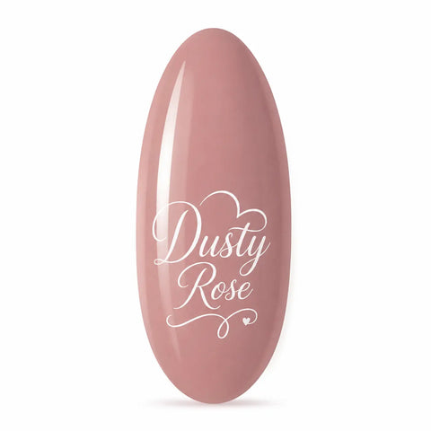 Capsule ongle amande longue Dusty Rose, vernis gel rose poudré nude au fini brillant, teinte élégante pour manucure professionnelle Beauty Distribution.