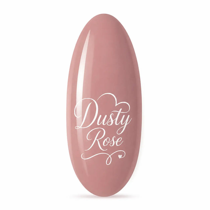 Capsule ongle amande longue Dusty Rose, vernis gel rose poudré nude au fini brillant, teinte élégante pour manucure professionnelle Beauty Distribution.