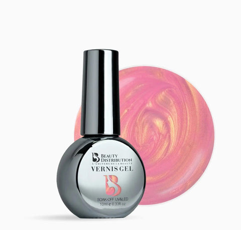 Vernis Semi-Permanent Gel UV LED 10ml – Teinte E111 Rose Quartz & Reflets Dorés Beauty Distribution