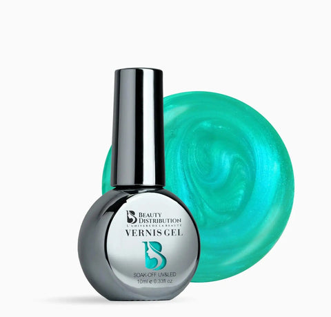 Vernis Semi-Permanent Gel UV/LED - Teinte F149 Turquoise Lagon Scintillant (10ml) Beauty Distribution