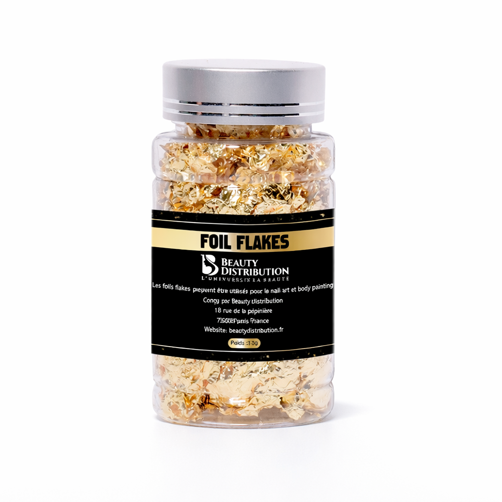 Foil Flakes Gold 3,5g  Feuilles d'Or Nail Art Professionnel  Beauty Distribution