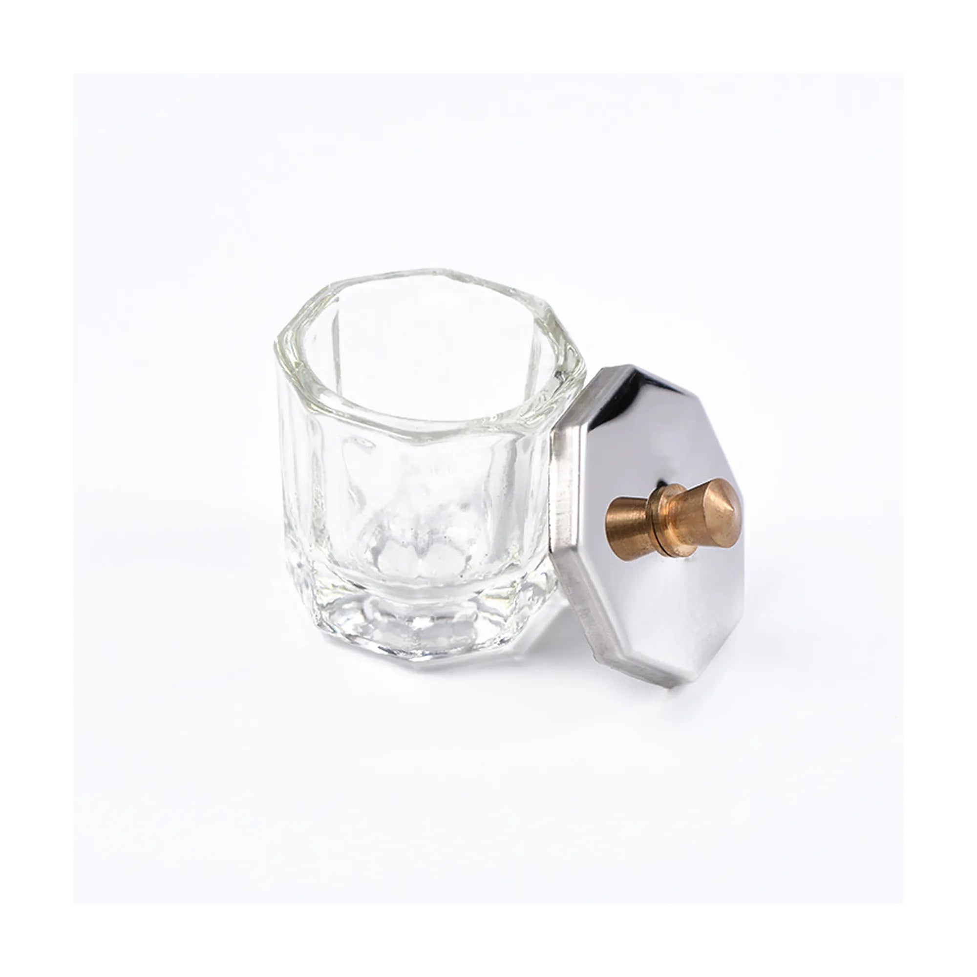 Godet en Verre Octogonal avec Couvercle Métal 