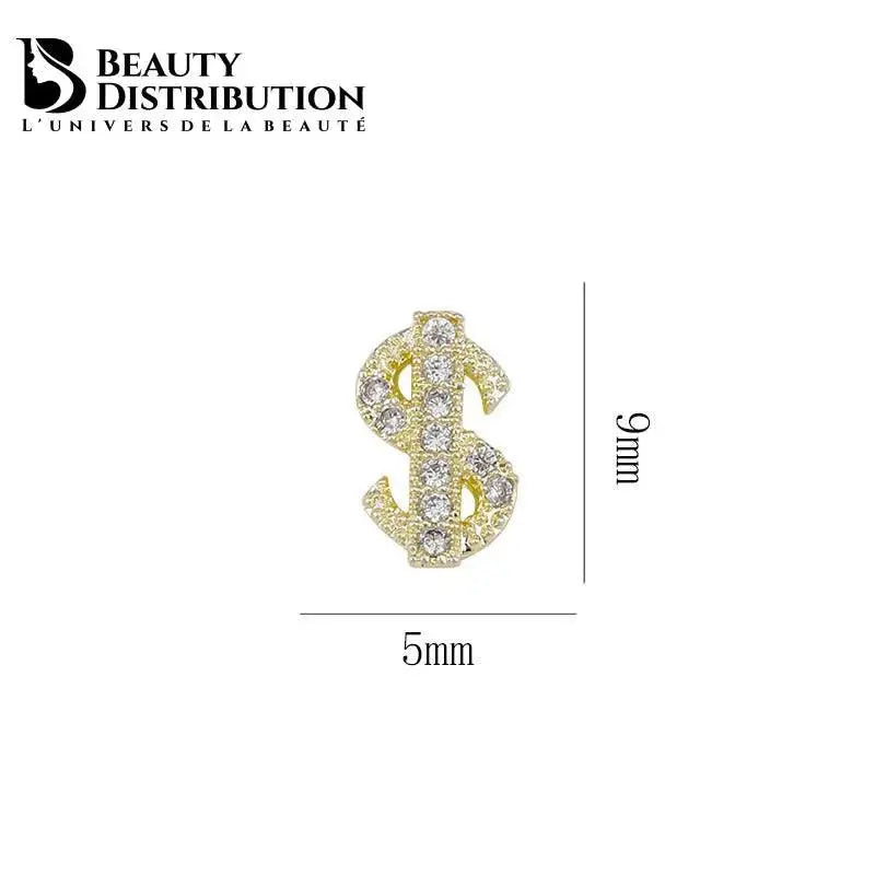 3 Bijoux d'Ongles Dollar Gold Zircon  Le Luxe Rich Girl Aesthetic Beauty Distribution