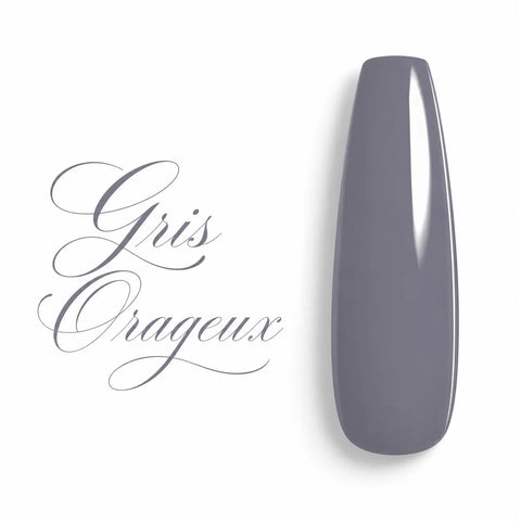 Capsule d’ongle ballerine Gris Orageux, vernis gel UV LED gris intense à finition ultra brillante, nuancier professionnel pour manucure et nail art.