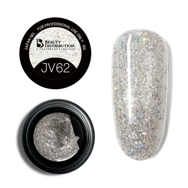 Gel Paint JV62  Argent Holographique Haute Densité Beauty Distribution