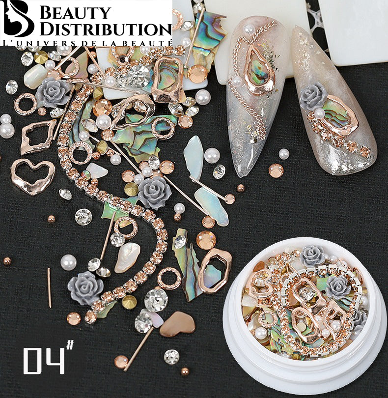 Mix Nail Art Bijoux & Strass n°04 – L'Élégance Rose Gold & Gris Sidéral