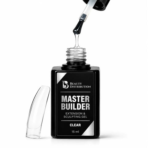 Gel de construction Master Builder Clear Beauty Distribution 15 ml – gel UV/LED transparent pour extension et sculpture, pipette et goutte de ge