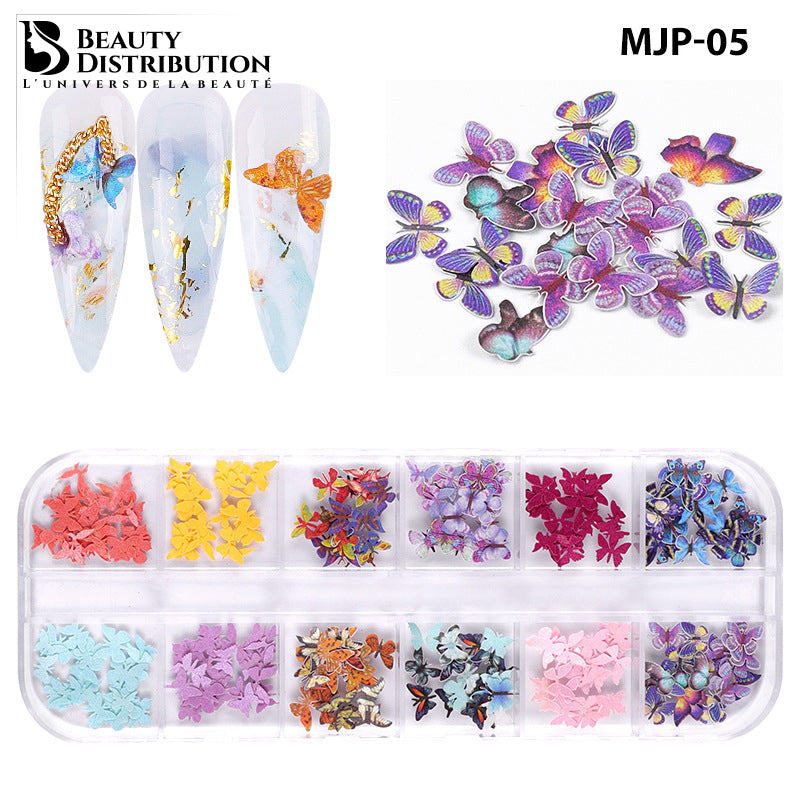 Carousel Deco Fimo Butterfly Multicolor Nail Art Mjp-05