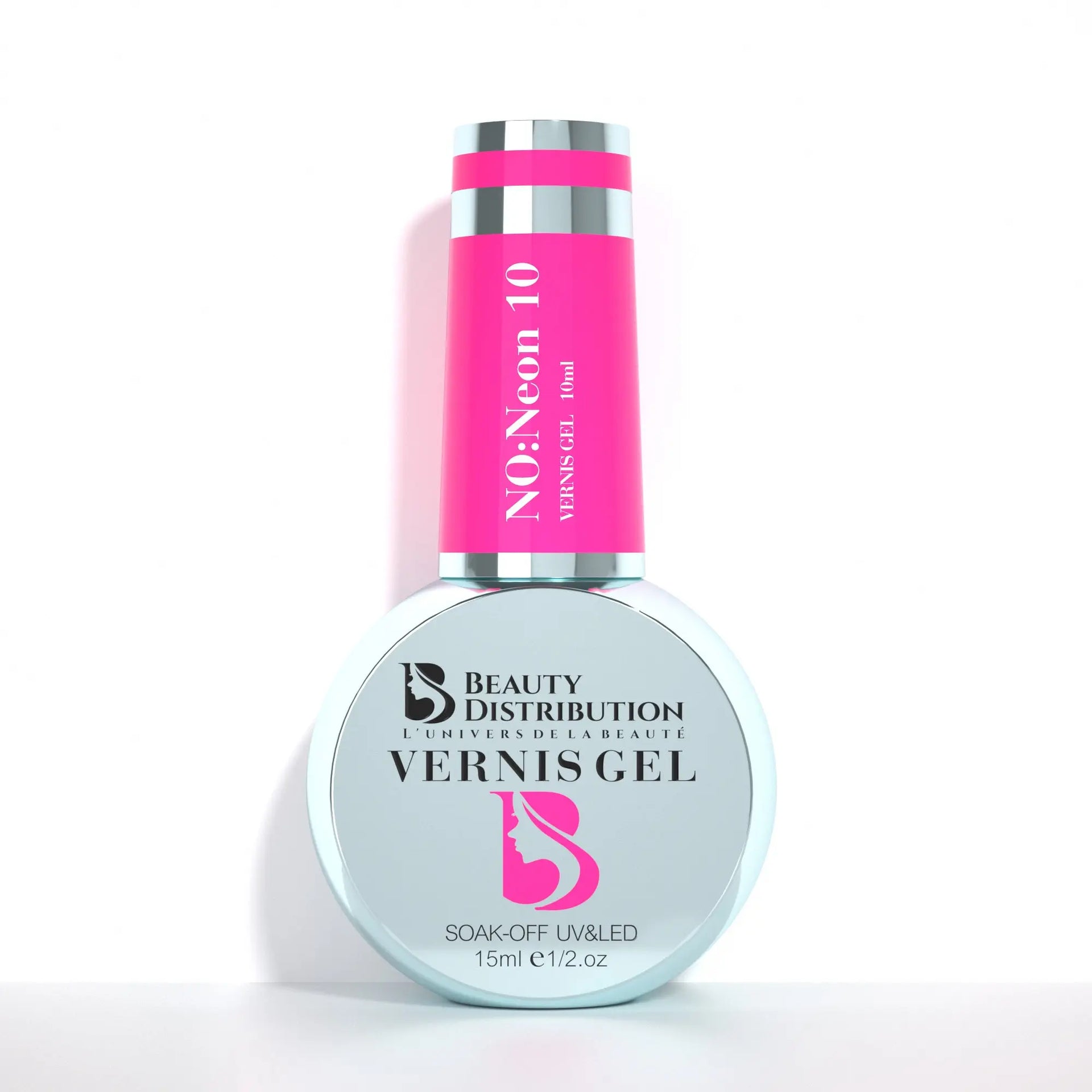 Vernis Semi-Permanent Gel UV LED 15ml – Teinte Neon 10 Rose Fluo Éclatant Beauty Distribution