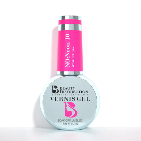Vernis Semi-Permanent Gel UV LED 15ml – Teinte Neon 10 Rose Fluo Éclatant Beauty Distribution
