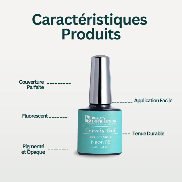 Vernis semi-permanent Néon 08 Electric Blue 10 ml Beauty Distribution