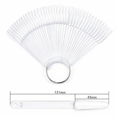 Nuancier éventail à ongles transparent forme Coffin 