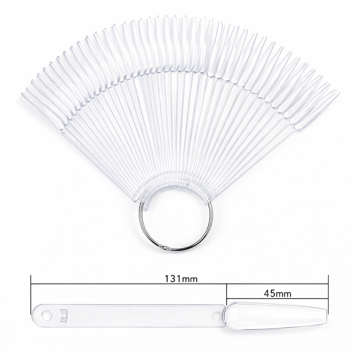 Nuancier éventail à ongles transparent forme Coffin 