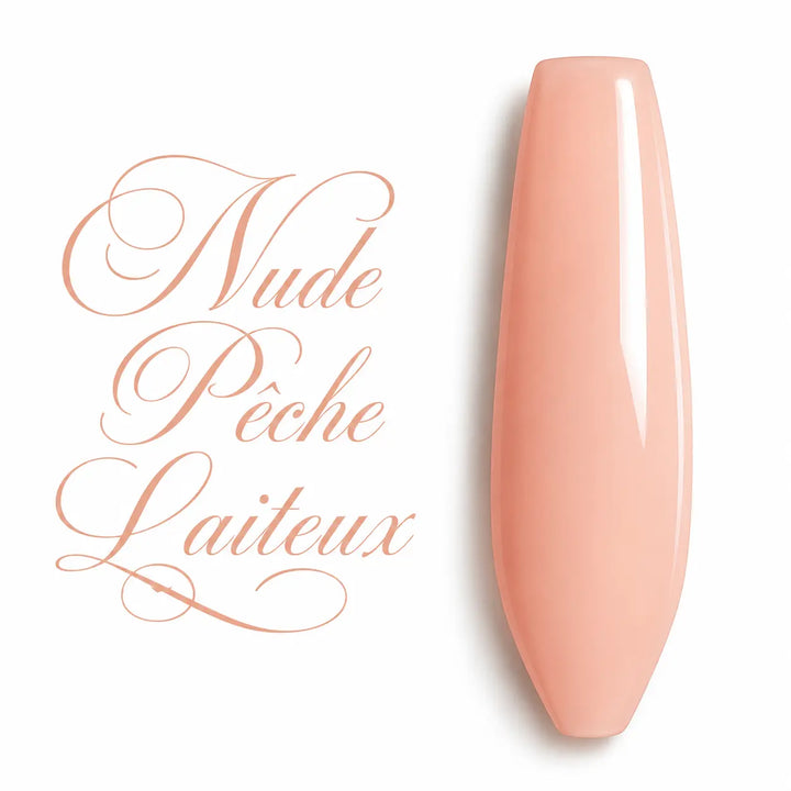 Vernis semi-permanent B091 nude pêche laiteux : aperçu de la couleur sur une capsule ballerine.