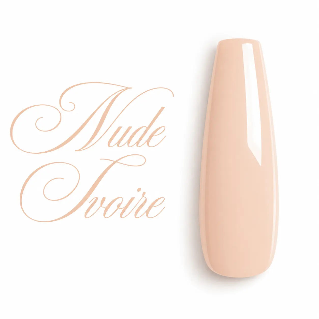 Capsule d’ongle ballerine longue Nude Ivoire, finition glossy crémeuse, nuancier professionnel de vernis gel UV LED et semi-permanent Beauty Distribution.