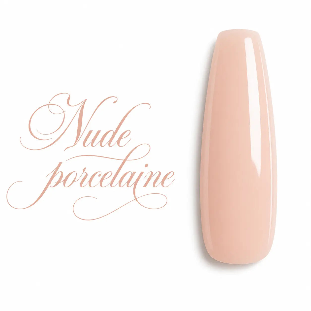 Capsule d’ongle ballerine longue couleur Nude Porcelaine, finition ultra brillante et crémeuse, nuancier professionnel pour vernis gel UV et semi-permanent Beauty Distribution.