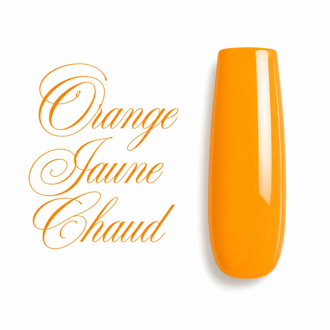 Capsule d’ongle ballerine Orange Jaune Chaud ultra brillante, nuancier professionnel de vernis semi-permanent et gel UV pour prothésiste ongulaire.