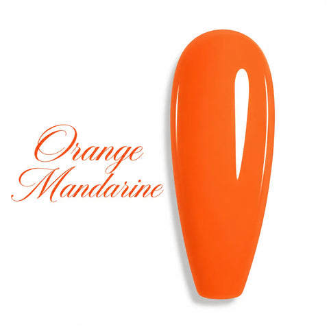 Nuancier de vernis semi-permanent professionnel couleur orange mandarine vif et brillant pour prothésiste ongulaire, marque Beauty Distribution.