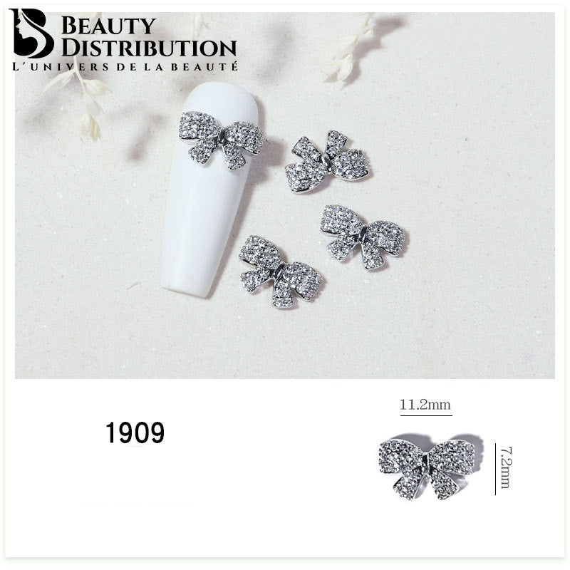 3 Bijoux d'Ongles "Nœud Étincelant" Strass 1909 – L'Éclat "Coquette Aesthetic