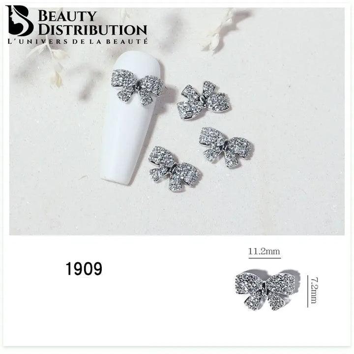 3 Bijoux d'Ongles "Nœud Étincelant" Strass 1909 – L'Éclat "Coquette Aesthetic Beauty Distribution