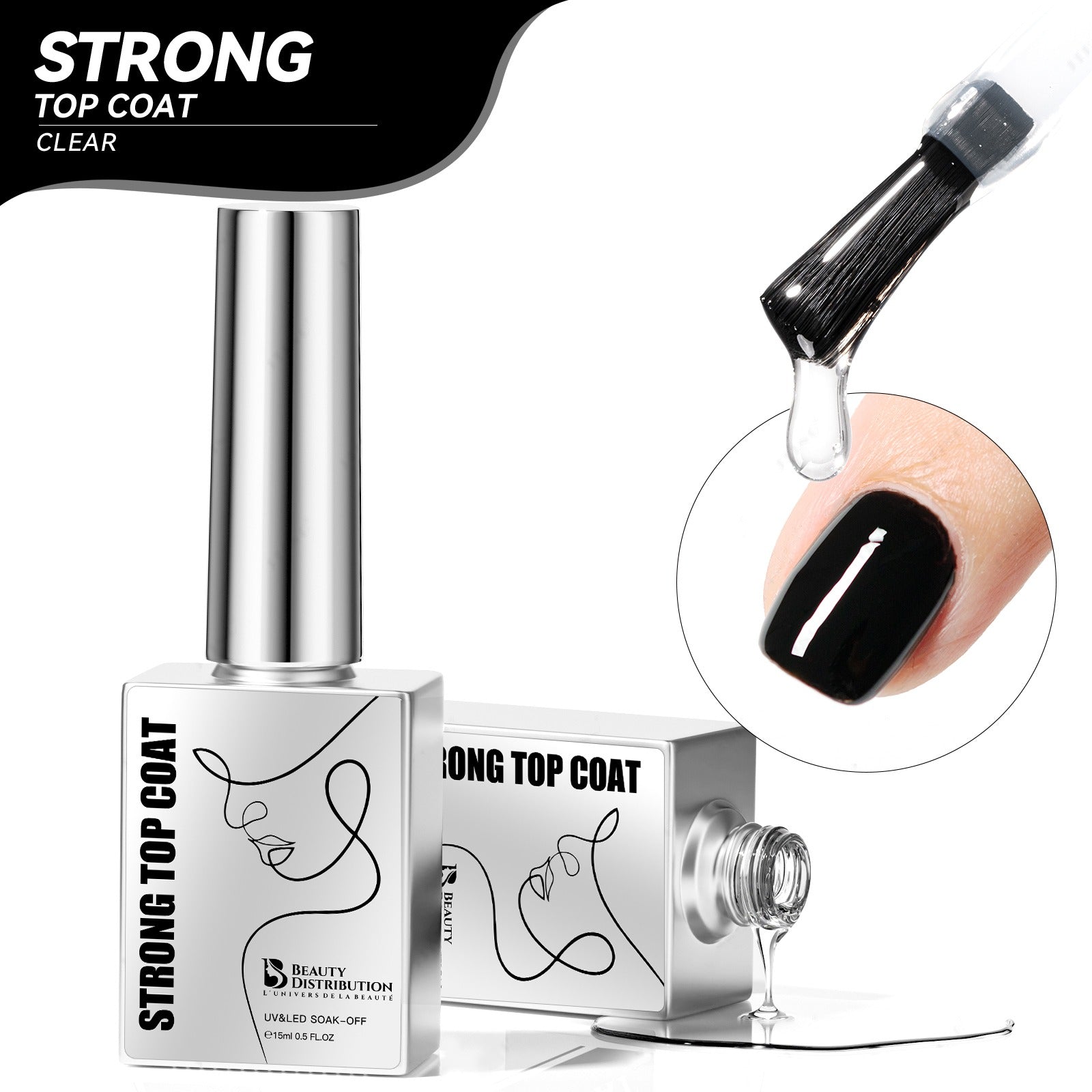 Strong Top Coat UV/LED Ultra Brillant sans résidu