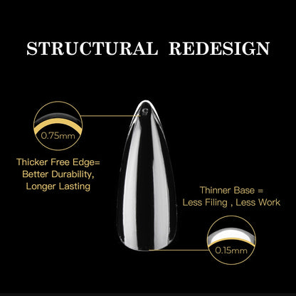 Capsules Premium Almond Long-Pro Courbure Prononcée - Kit Pro 600 pcs Gel X