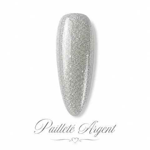 Capsule nuancier Pailleté Argent – vernis gel argent pailleté scintillant Beauty Distribution, finition brillante pour manucure UV/LED et nail art élégant.
