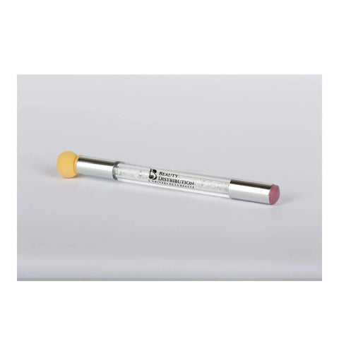 Pinceau ongle professionnel avec embout éponge jaune et mini stamper rose pour dégradé baby boomer.