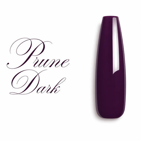 Capsule ballerine longue couleur Prune Dark, vernis gel UV semi-permanent prune foncé ultra brillant, nuancier professionnel Beauty Distribution.