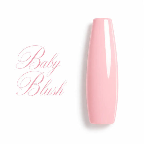 Capsule d’ongle ballerine Baby Blush rose pastel laiteux ultra brillant, nuancier de vernis gel UV et semi-permanent professionnel.